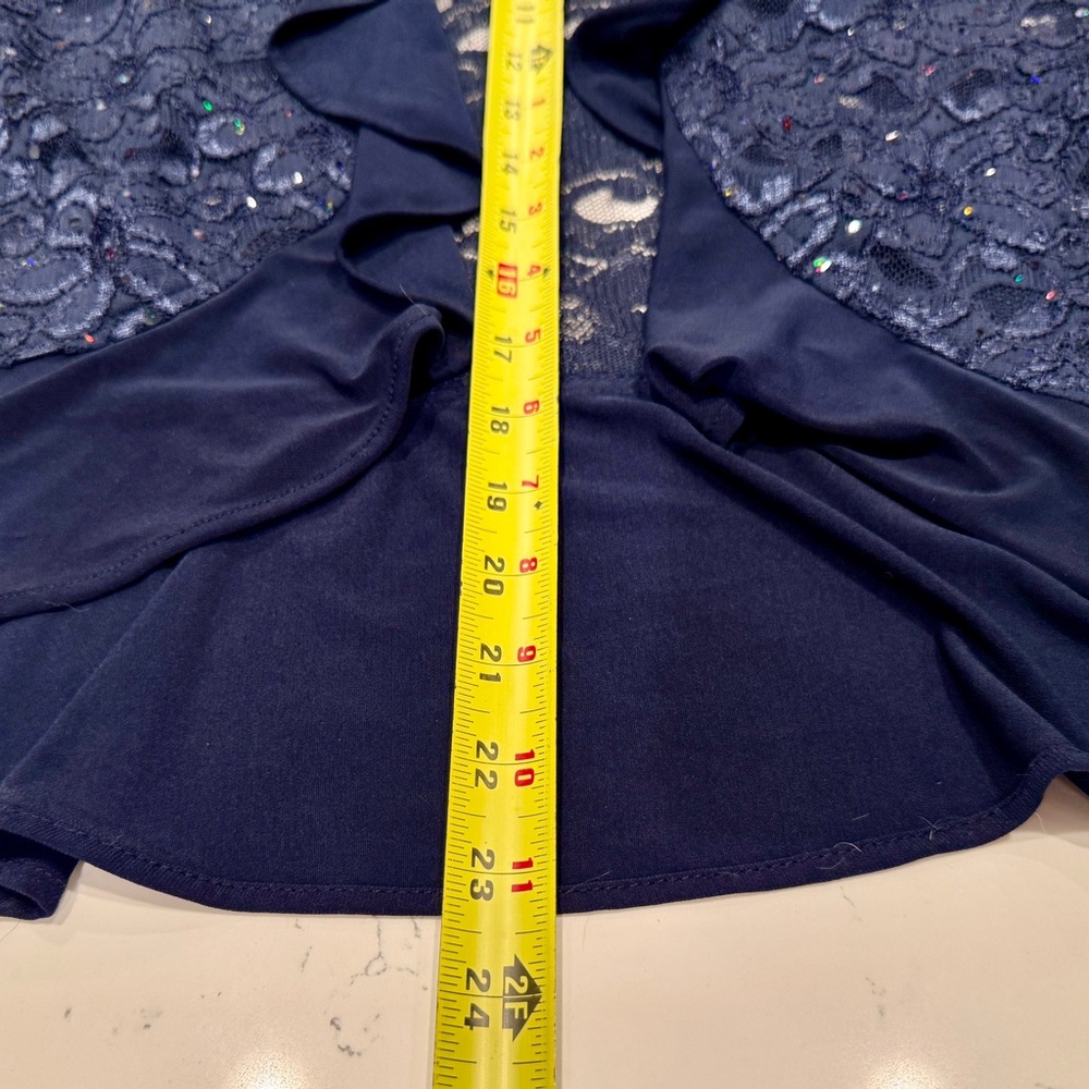 R&M Richards Vintage Blue Lace Ruffled Jacket with Sequins Women’s Size 18W NWOT - Picture 9 of 10